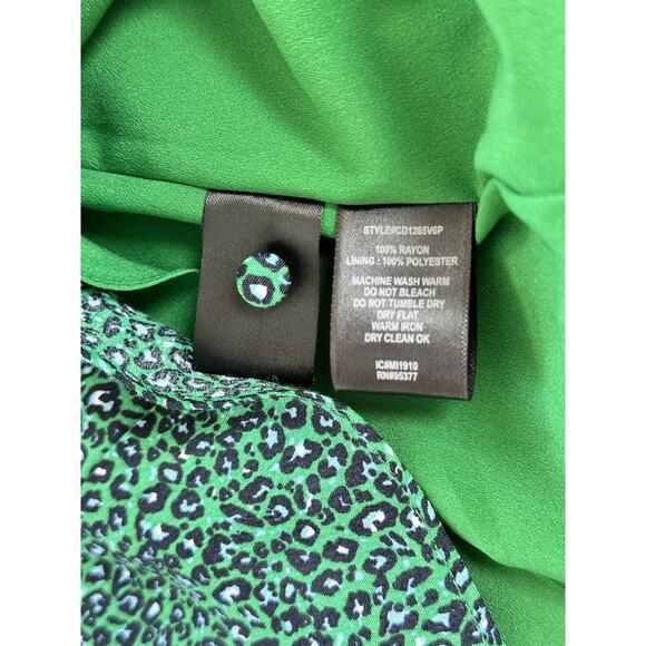 Sanctuary Micro Leopard Printed Wrap Mini Green Dress Party Cocktail NWT Size 4 - Picture 10 of 12